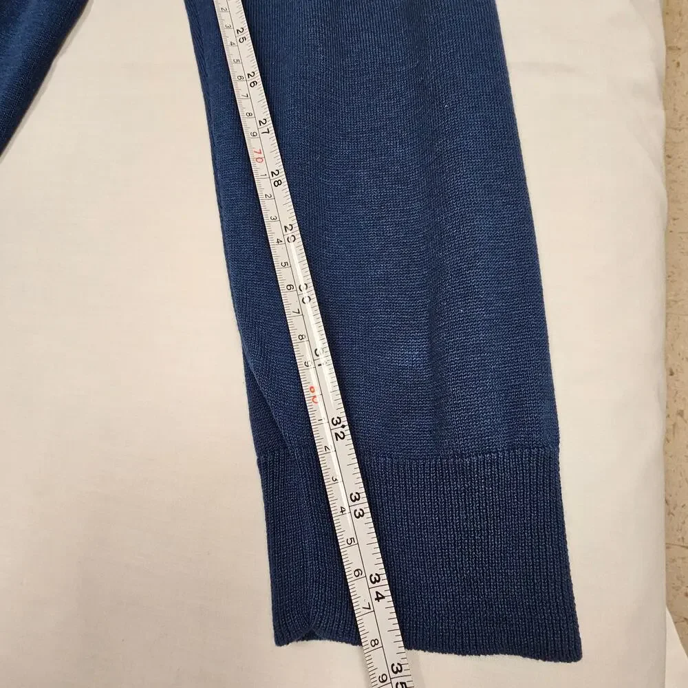 Jos.A. Bank Signature 100% Silk V-Neck Sweater Blue Size